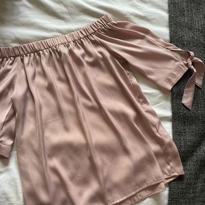 Off the shoulder silk blouse